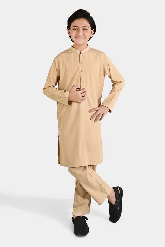 Boys Poly Viscose Kurta Pajama - Beige