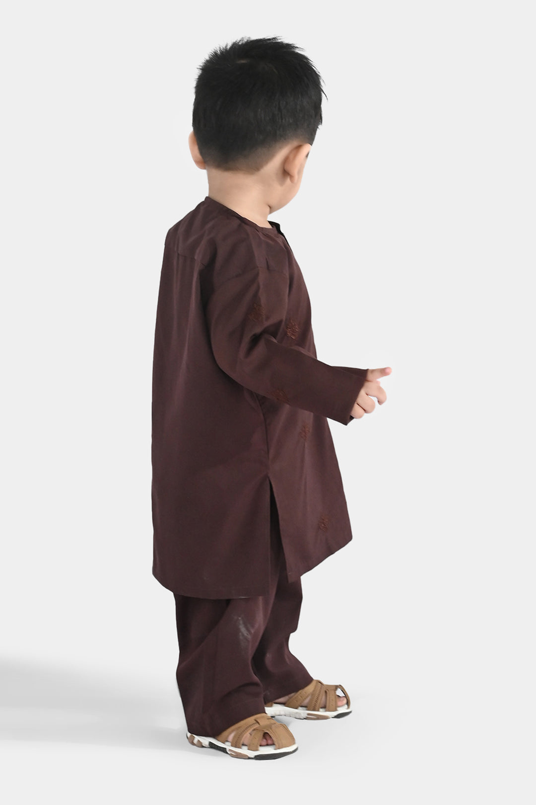 Infant Boys Poly Viscose Kurta Pajama (Choco) - Brown