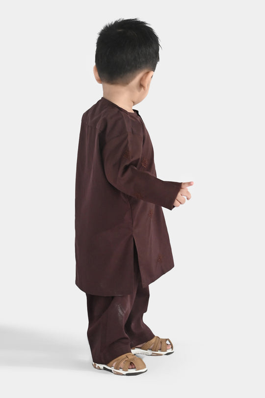 Infant Boys Poly Viscose Kurta Pajama (Choco) - Brown