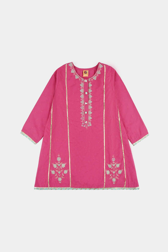 Teens Girls Jacquard 3Pcs Dil Naz - Shocking Pink