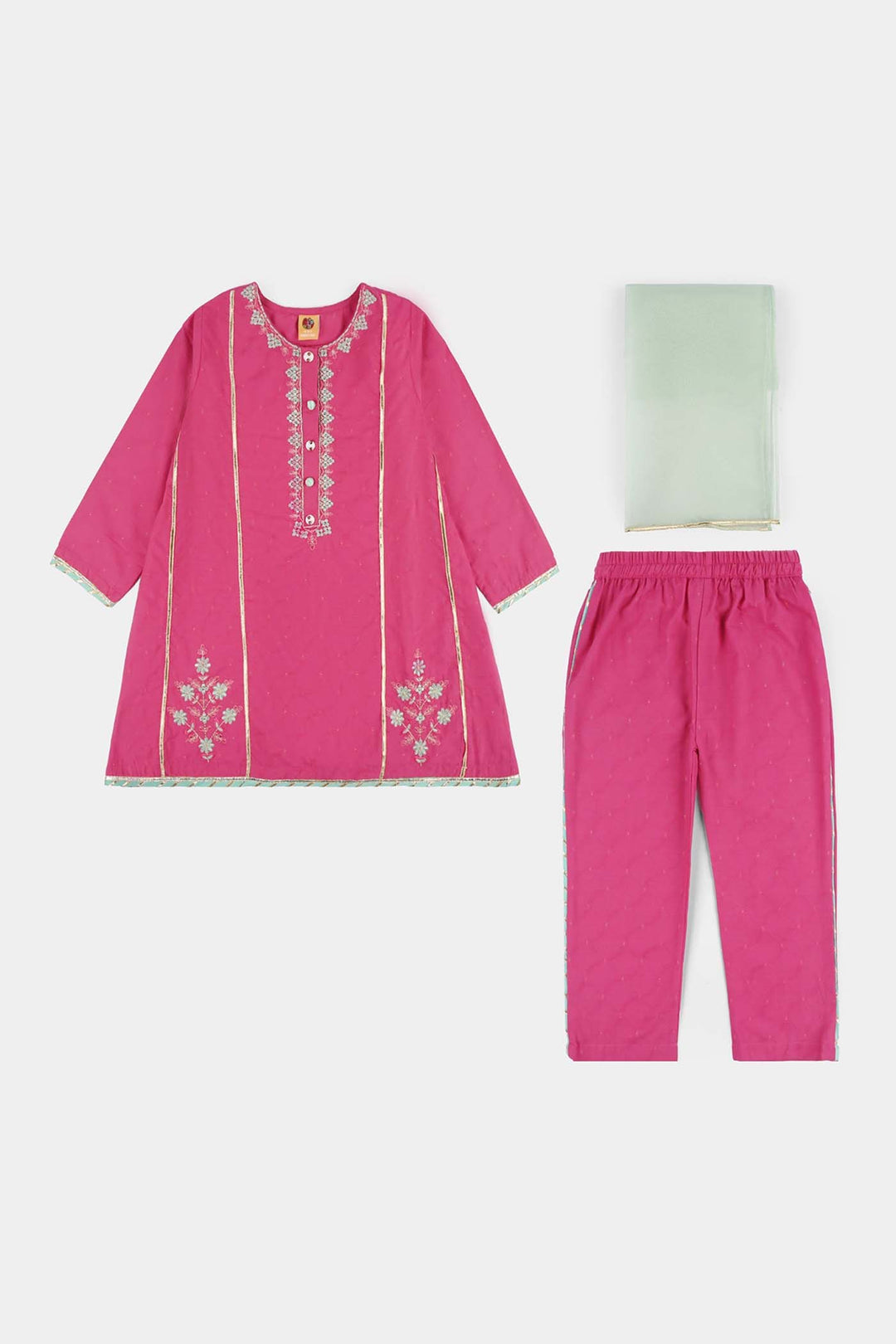 Teens Girls Jacquard 3Pcs Dil Naz - Shocking Pink