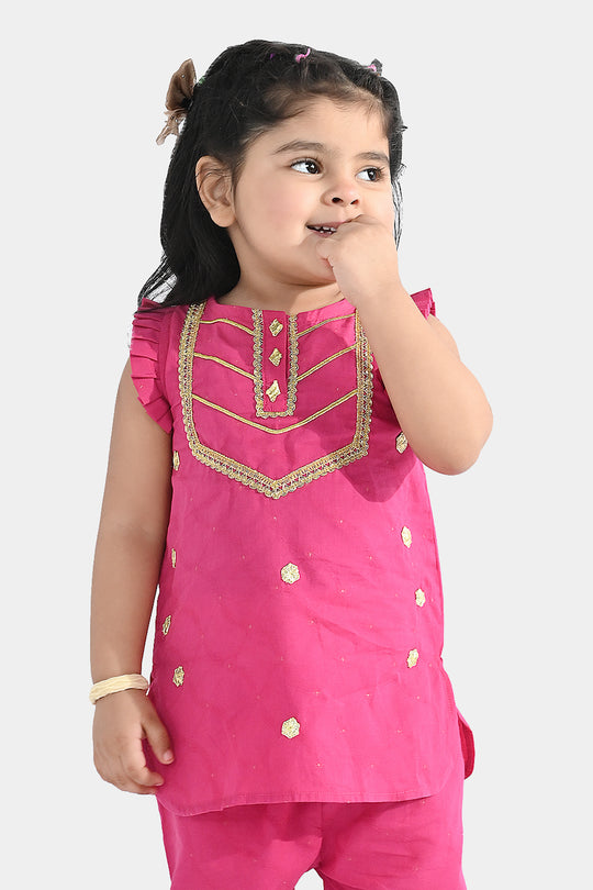 Infant Girls Jacquard 2-Piece Set (Ruby) - Shocking Pink