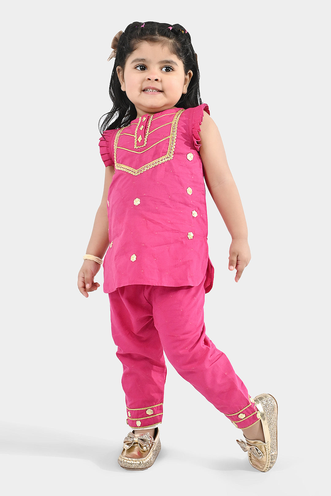 Infant Girls Jacquard 2-Piece Set (Ruby) - Shocking Pink
