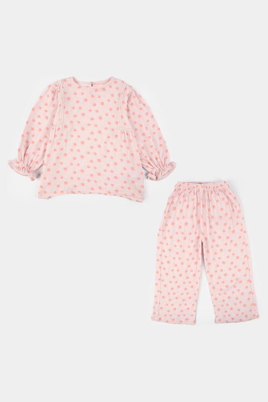 Teens Girls Gauze Co-Ord Set Orchid Pink - Baby Pink