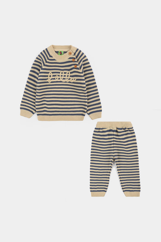 Infant Boys Acrylic Co-Ord Set-Happy - Off.White.Navy