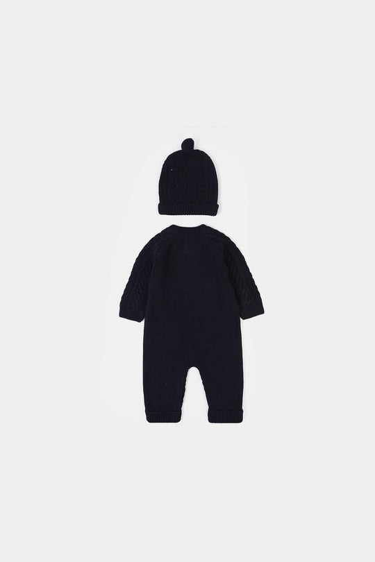 Infant Boys Acrylic Romper-Cabling - NAVY