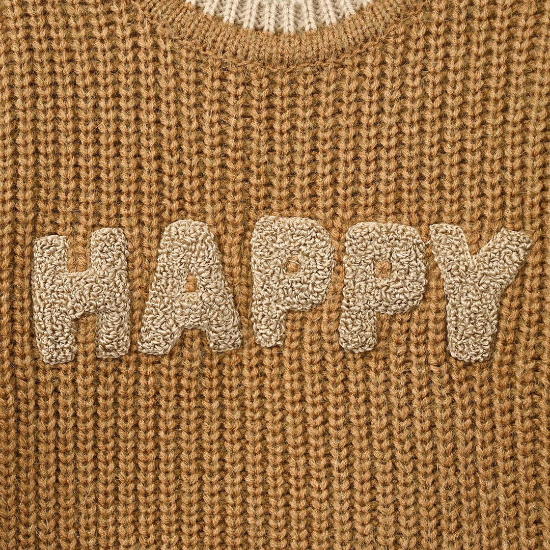 Infant Boys Acrylic Sweater - Happy - Mustard