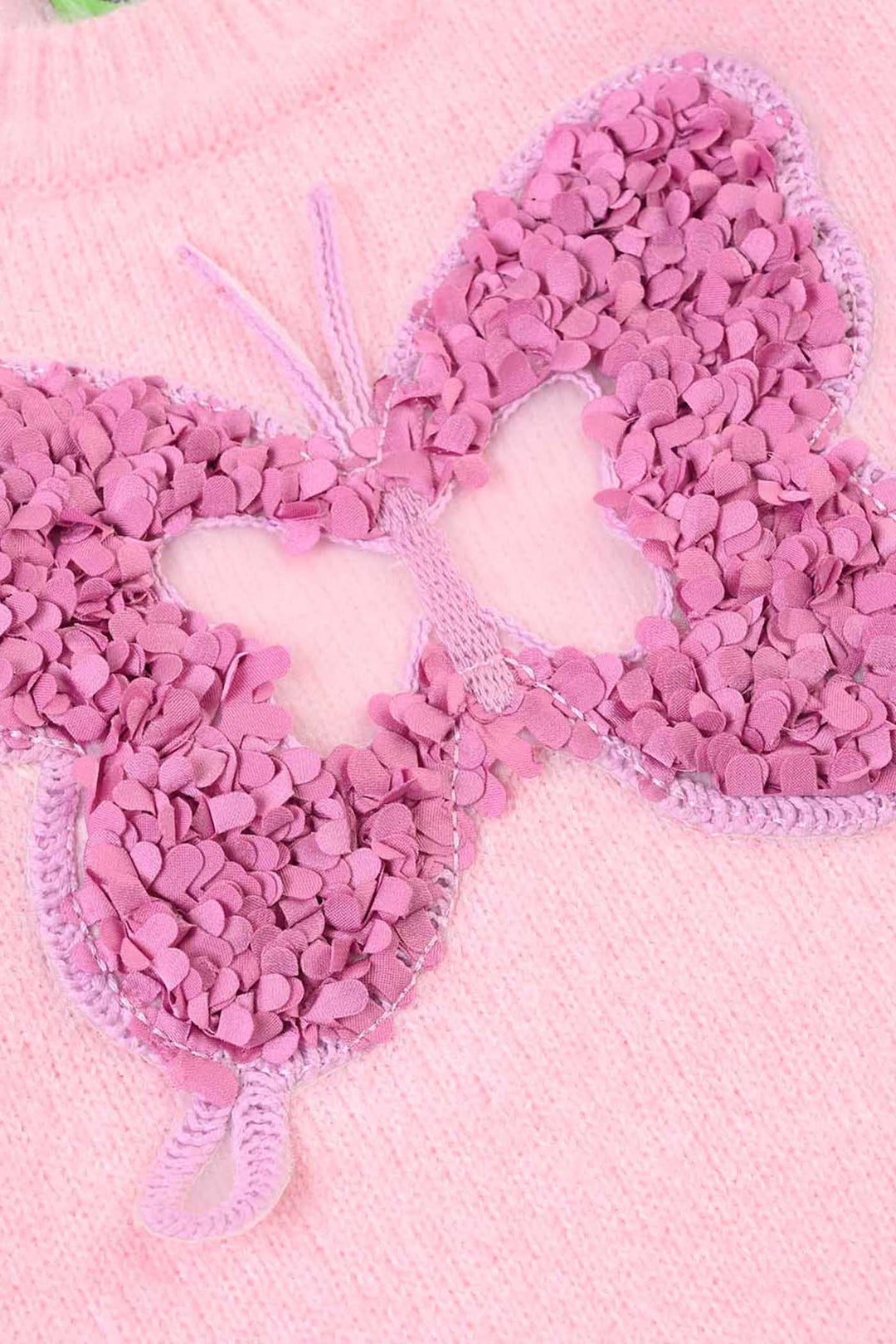 Infant Girls Acrylic Sweater - Petal Butterfly - Pink