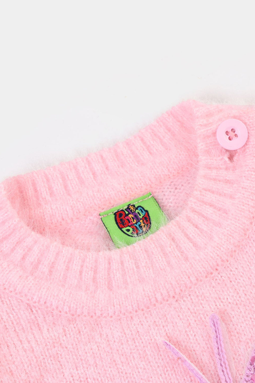 Infant Girls Acrylic Sweater - Petal Butterfly - Pink