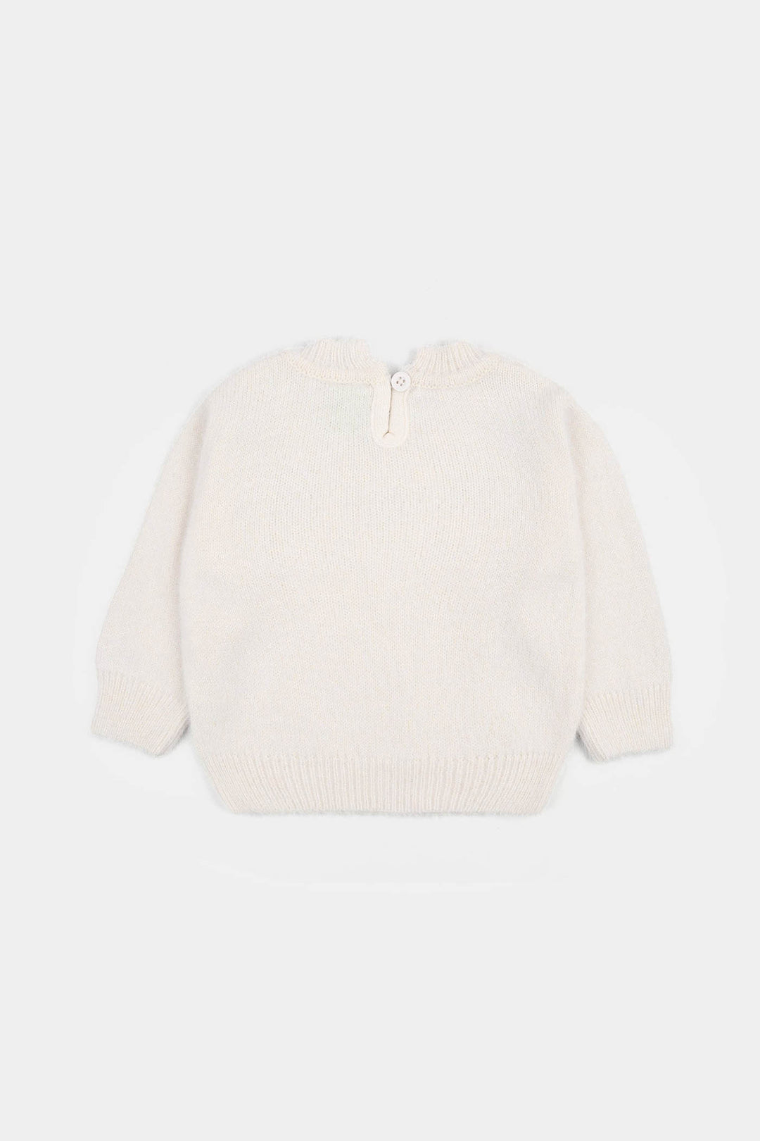 Infant Girls Acrylic Sweater-Lurex Bow - Off White