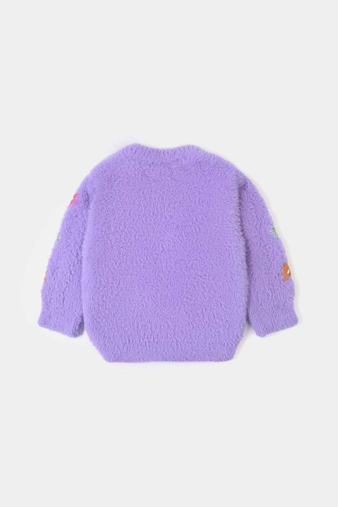 Infant Girls Acrylic Sweater-Flower Fusion - Lilac