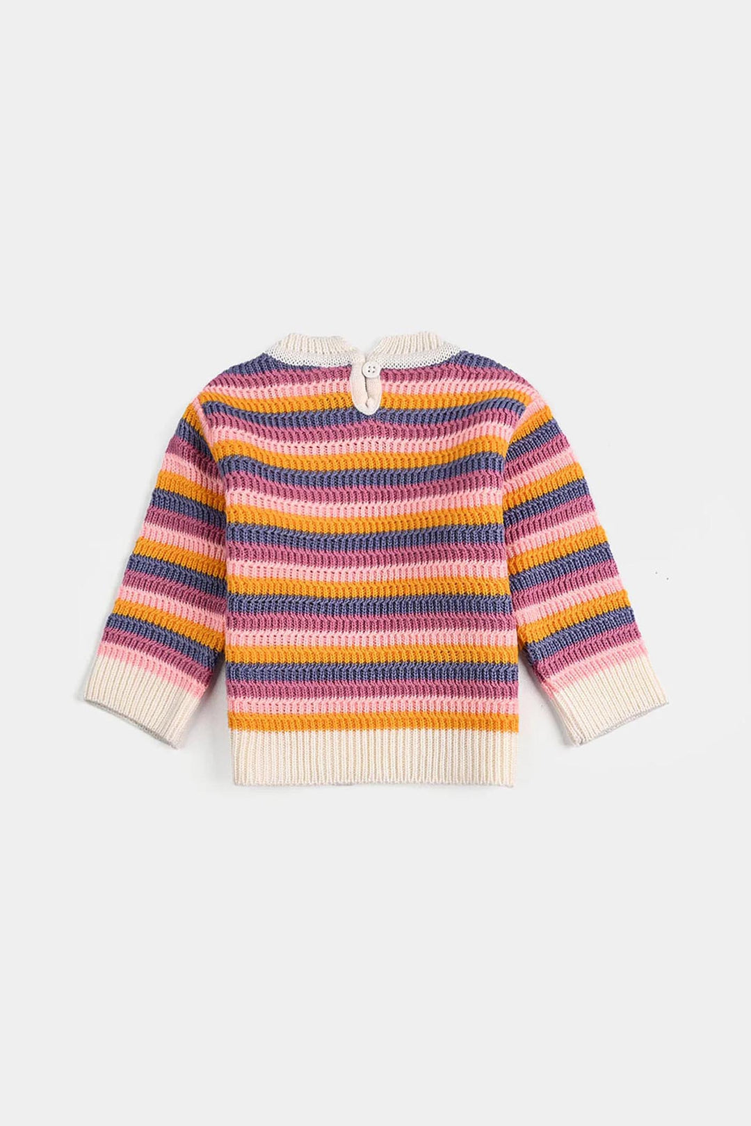 Infant Girls Sweater-Stripe & Flower - Multi