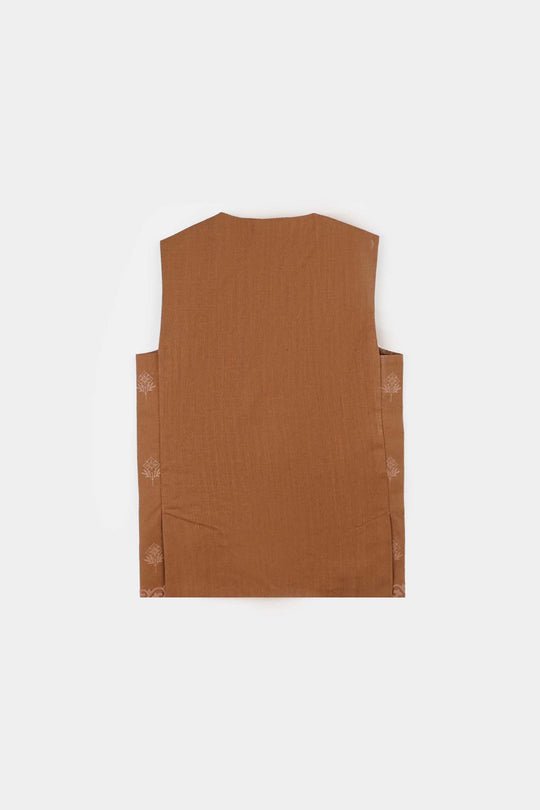 Infant Boys Cotton Slub 3-Piece Suit - Brown