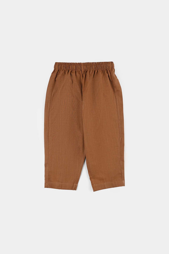 Infant Boys Cotton Slub 3-Piece Suit - Brown