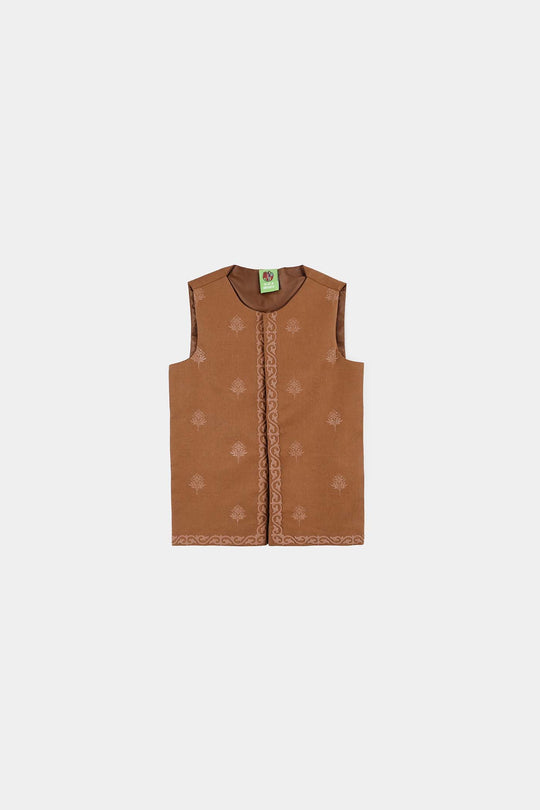 Infant Boys Cotton Slub 3-Piece Suit - Brown