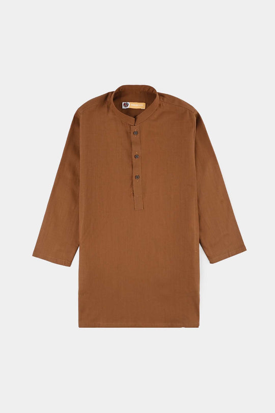 Boys Cotton Slub 3-Piece Suit - Brown
