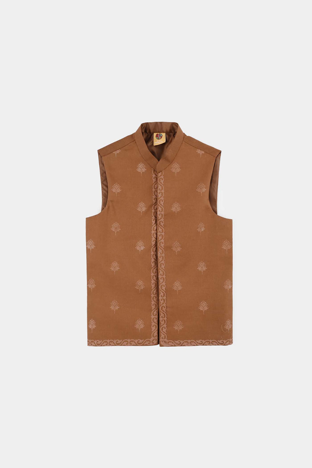 Boys Cotton Slub 3-Piece Suit - Brown