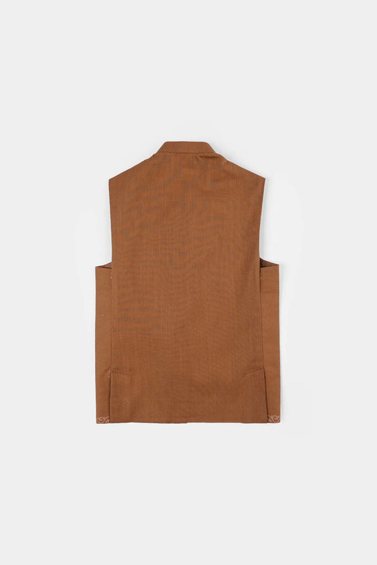 Boys Cotton Slub 3-Piece Suit - Brown