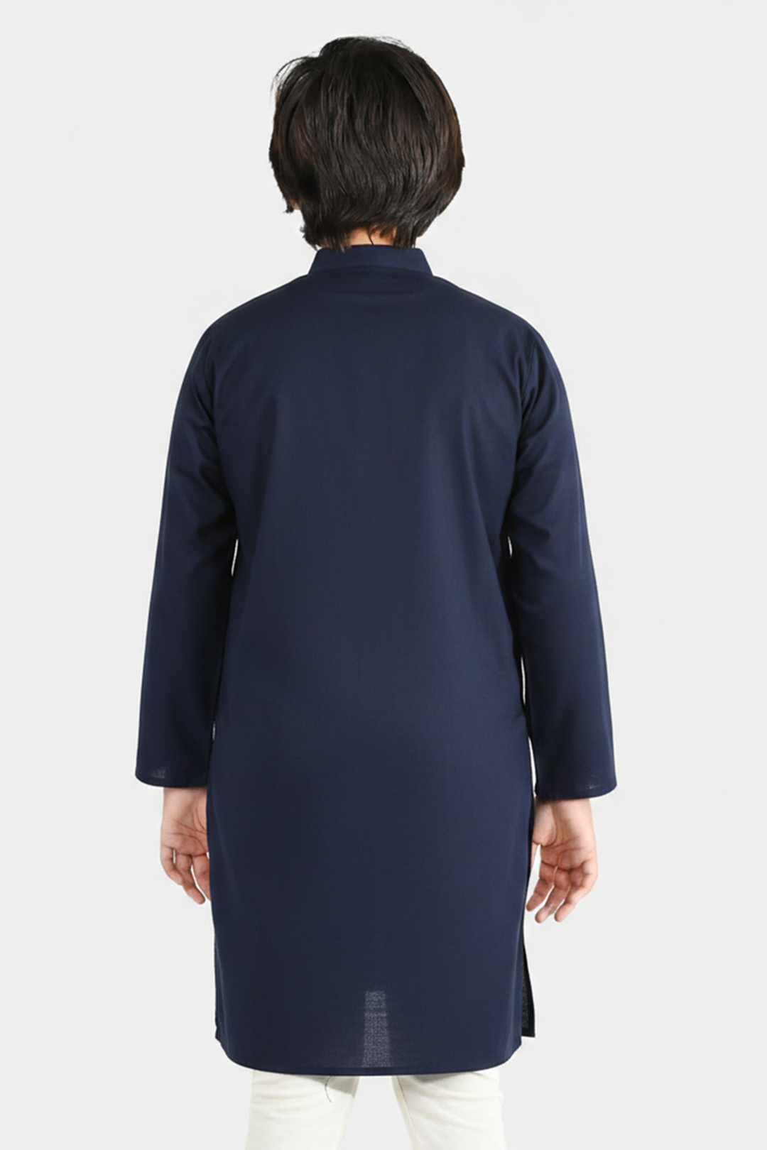 Boys Poly Viscose Kurta (Lurex) - Navy