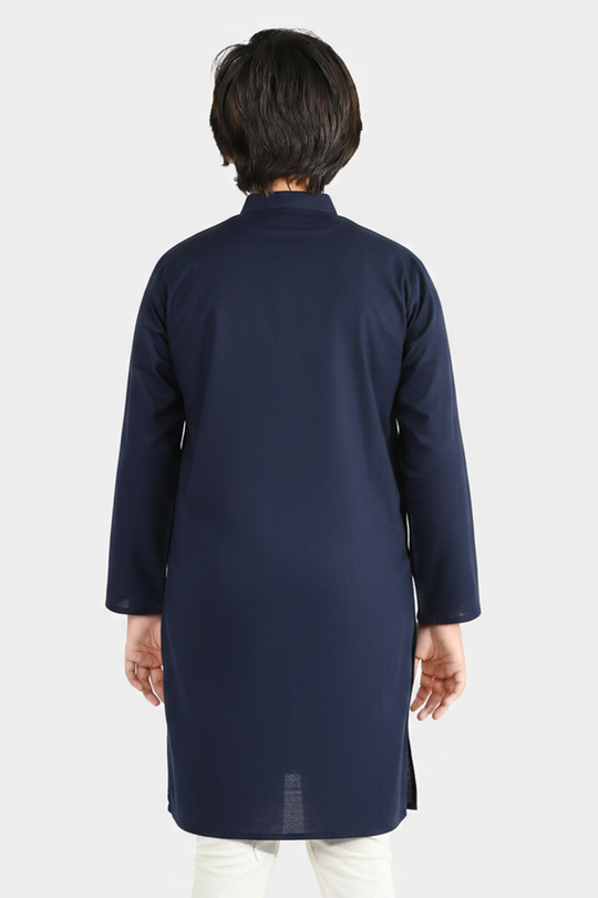 Boys Poly Viscose Kurta (Lurex) - Navy