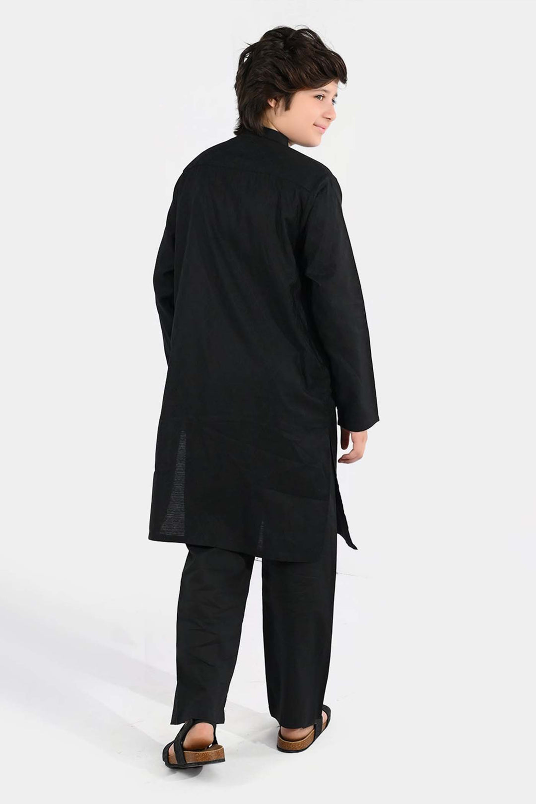 Boys Jacquard Kurta Pajama (Khas) - Black