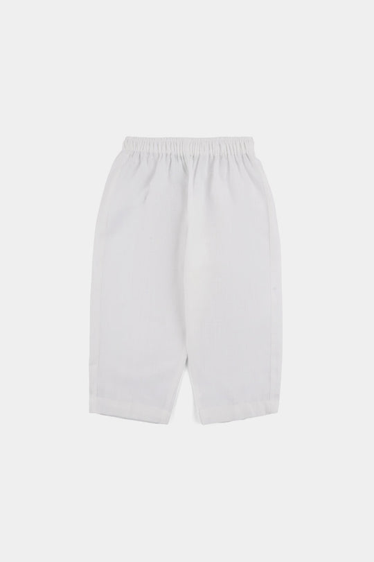 Infant Boys Cotton Slub 3Piece Suit (Front Open) -WHITE