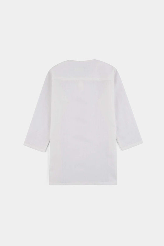 Infant Boys Cotton Slub 3Piece Suit (Front Open) -WHITE
