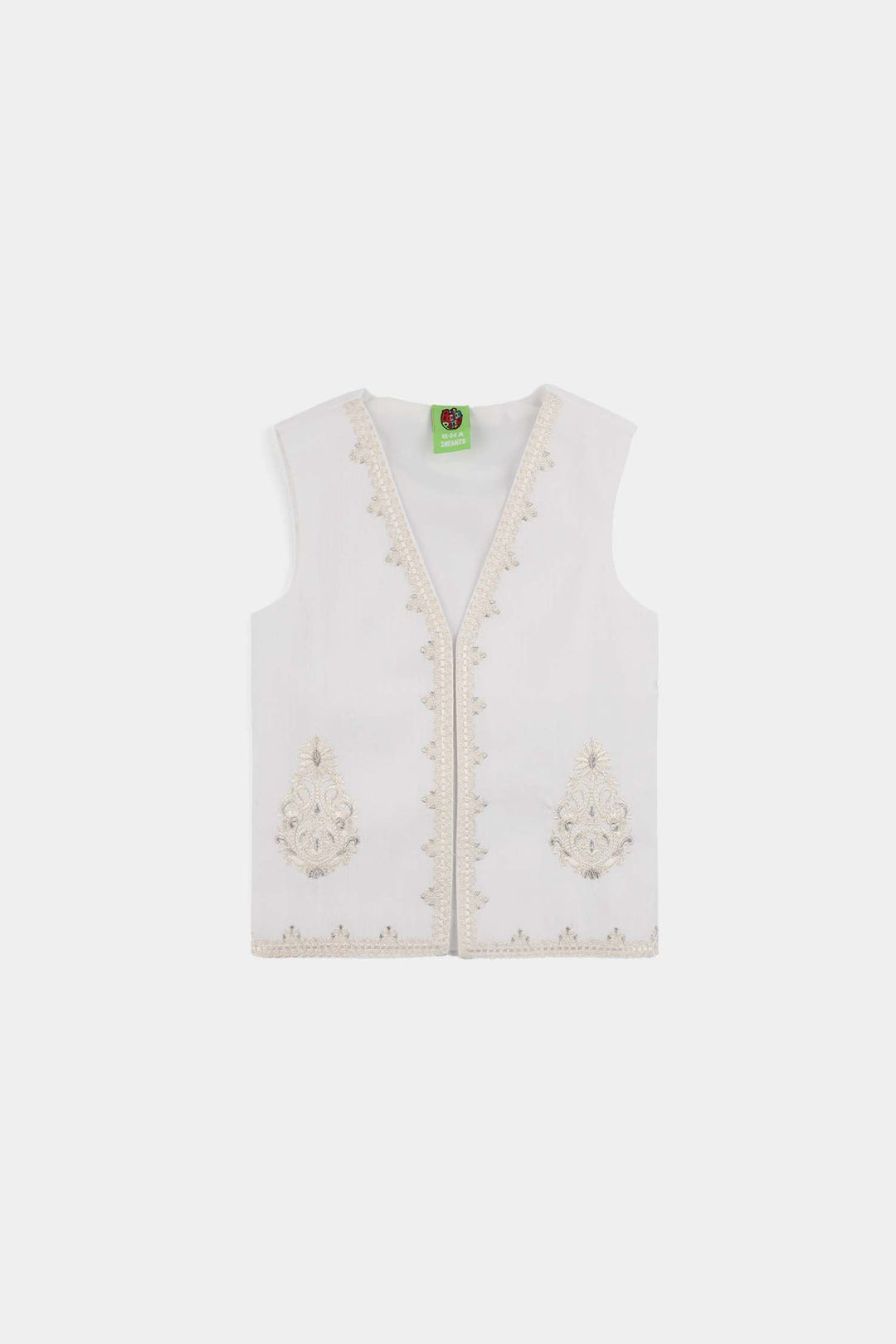 Infant Boys Cotton Slub 3Piece Suit (Front Open) -WHITE