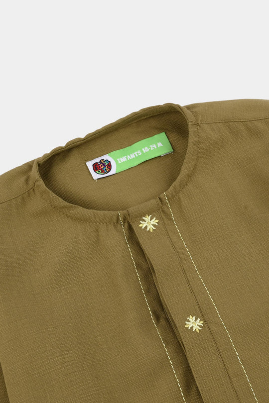 Infant Boys Poly Viscose Kurta Pajama - Green