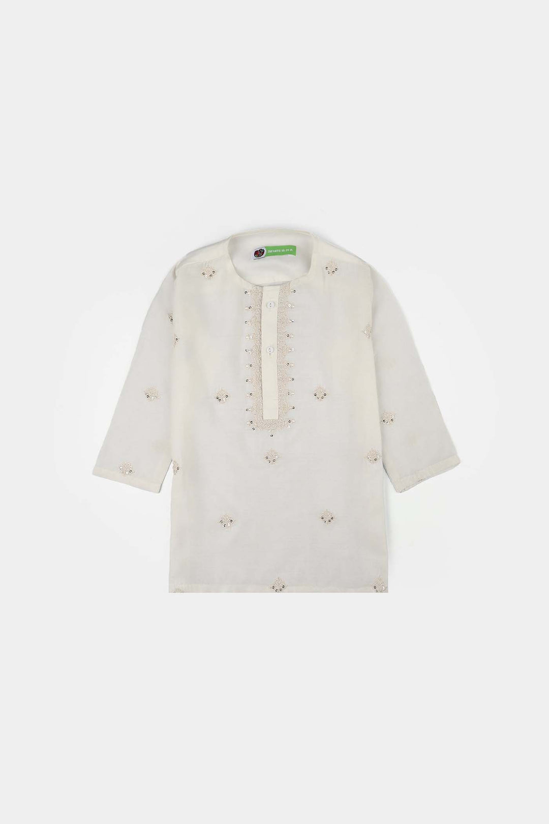Infant Boys Poly Viscose Kurta Pajama (Jagmag) - White