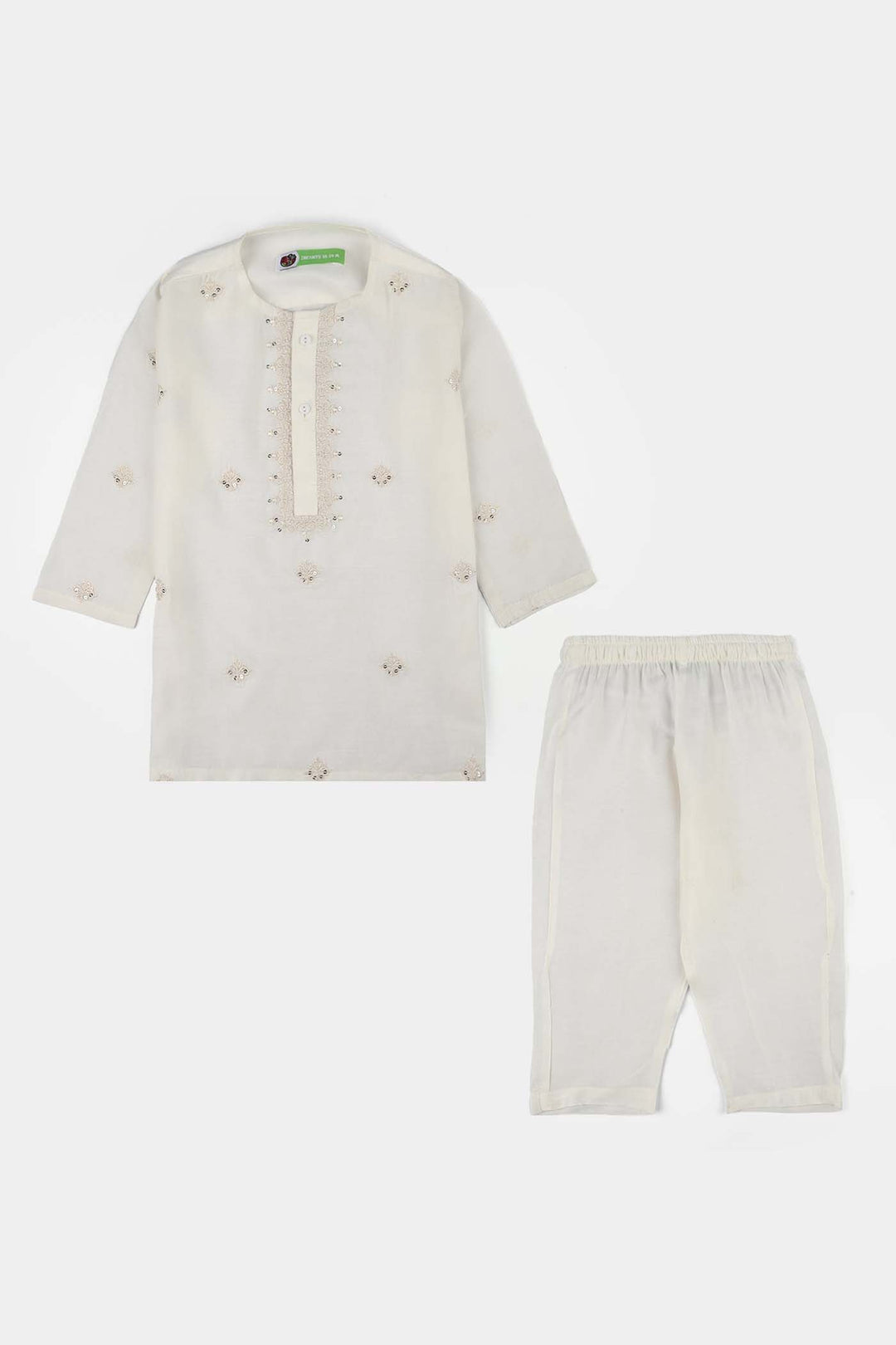Infant Boys Poly Viscose Kurta Pajama (Jagmag) - White