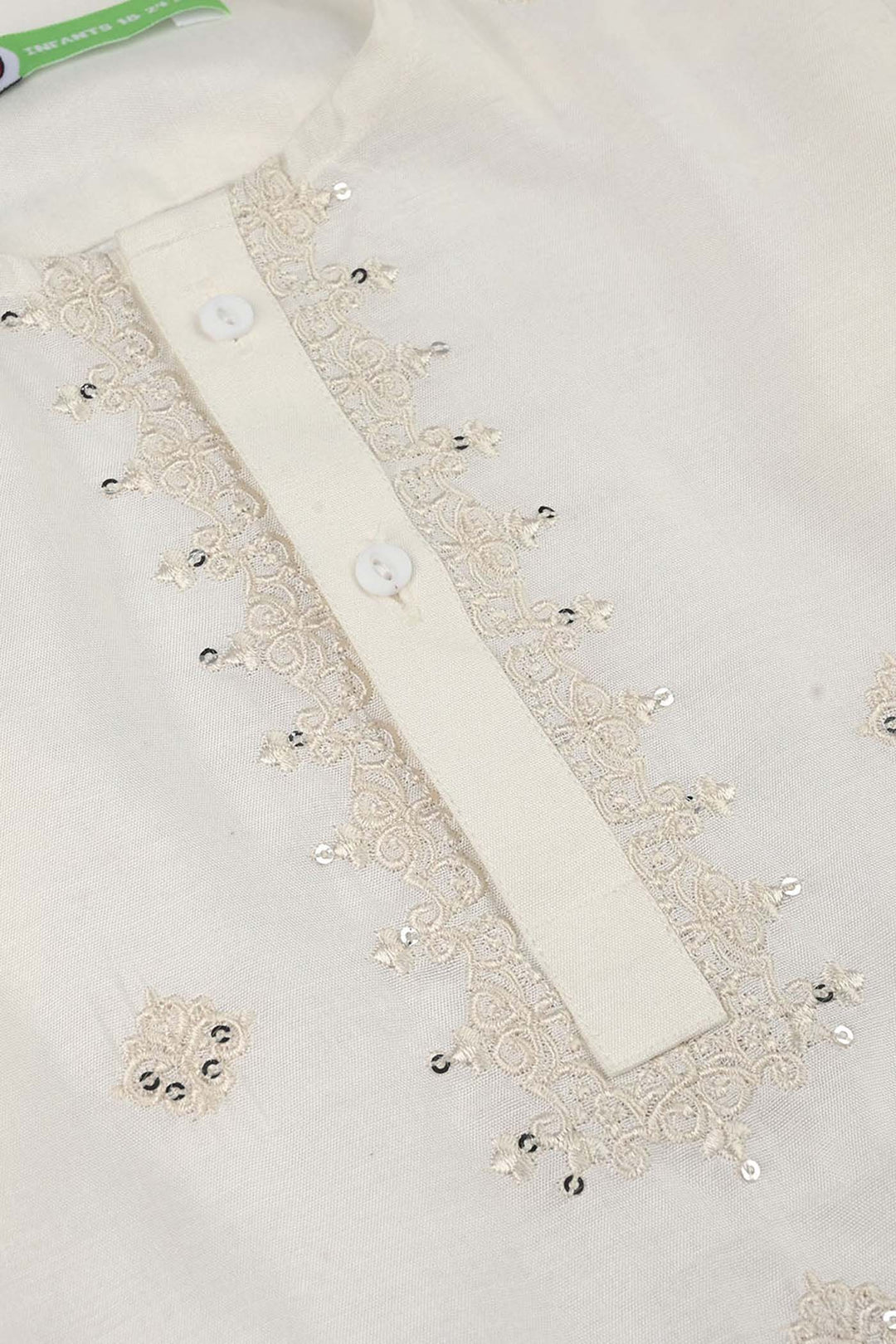 Infant Boys Poly Viscose Kurta Pajama (Jagmag) - White