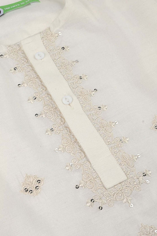 Infant Boys Poly Viscose Kurta Pajama (Jagmag) - White