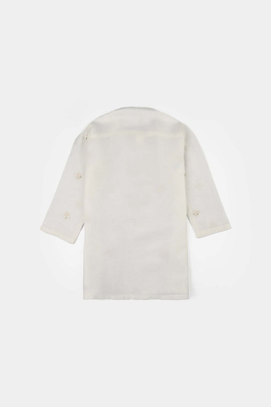 Infant Boys Poly Viscose Kurta Pajama (Jagmag) - White