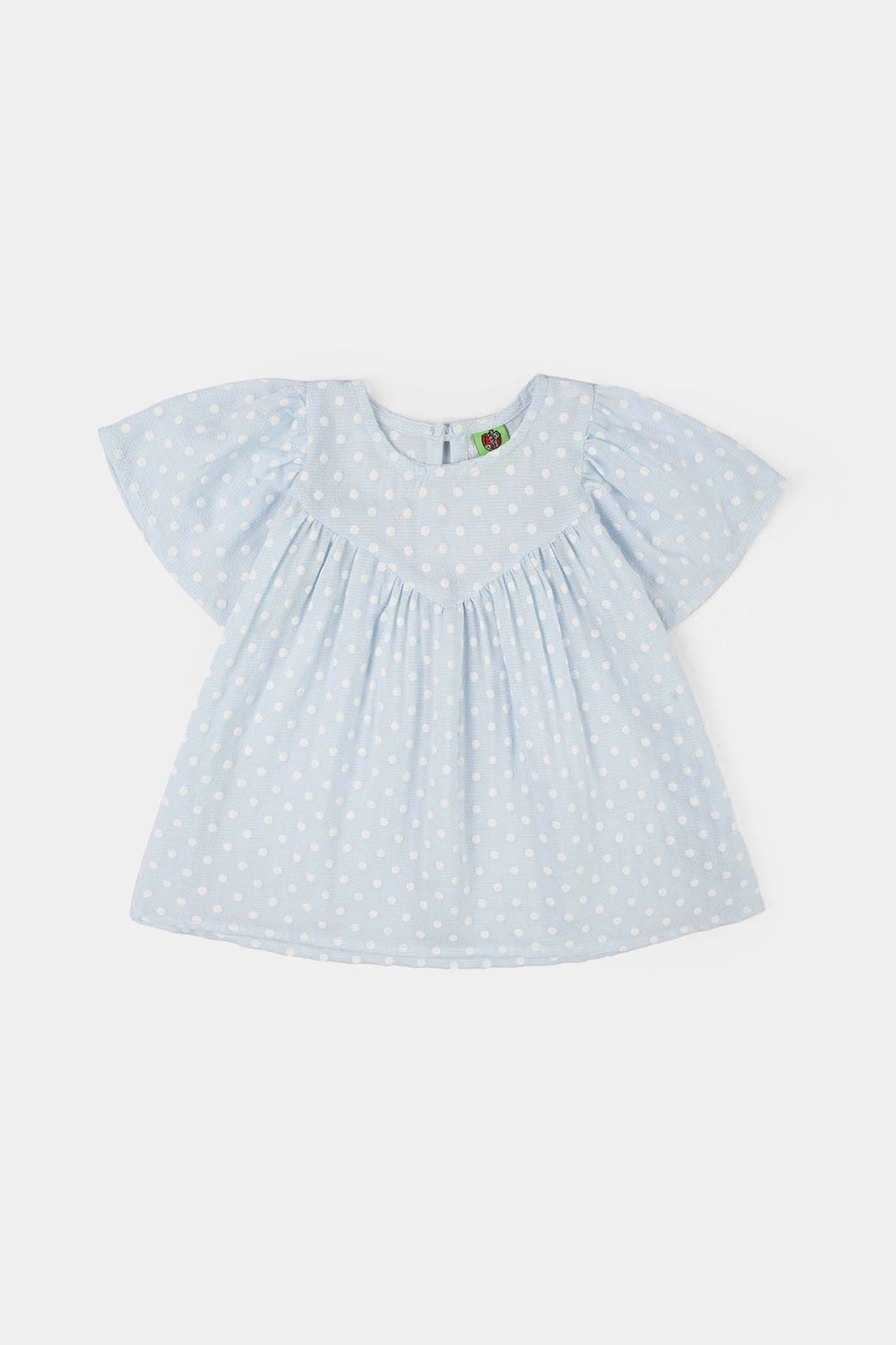 Infant Girls Cotton Casual Frock - Blue
