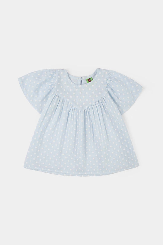 Infant Girls Cotton Casual Frock - Blue