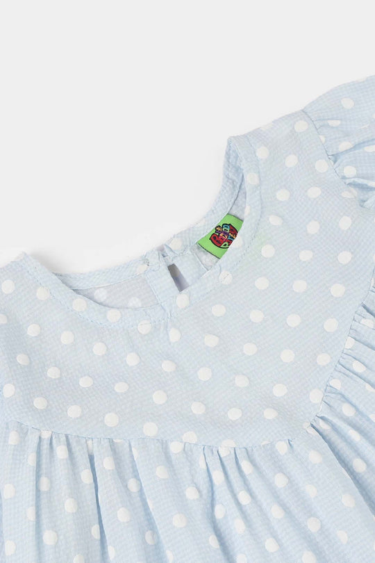 Infant Girls Cotton Casual Frock - Blue