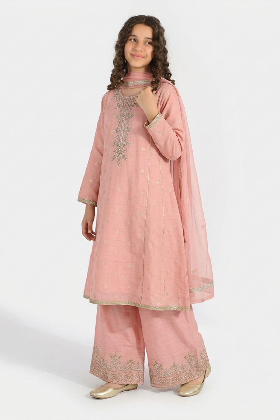 Girls Jacquard 3 Piece Suit (Jewel) - Peach