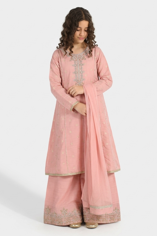 Girls Jacquard 3 Piece Suit (Jewel) - Peach