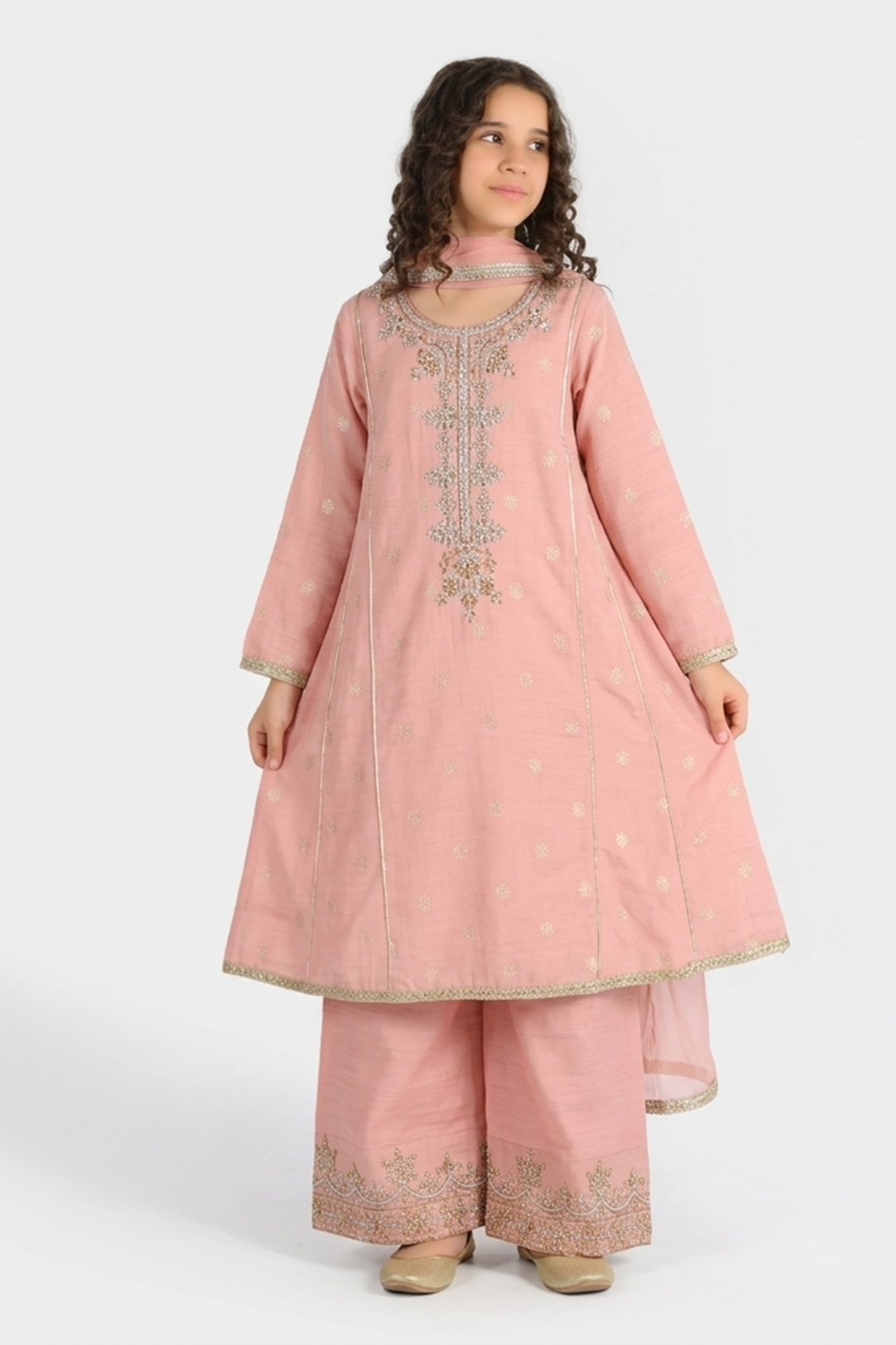 Girls Jacquard 3 Piece Suit (Jewel) - Peach