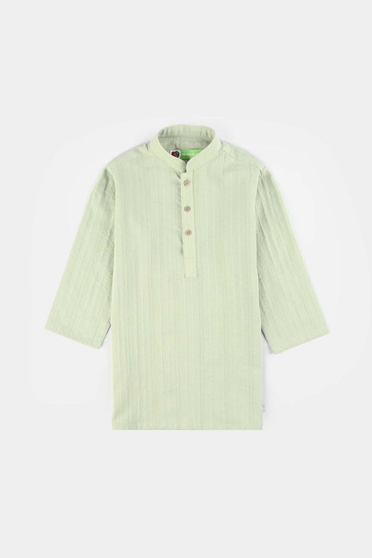 Infant Boys Cotton Jacquard Kurta (Dobby) - Green