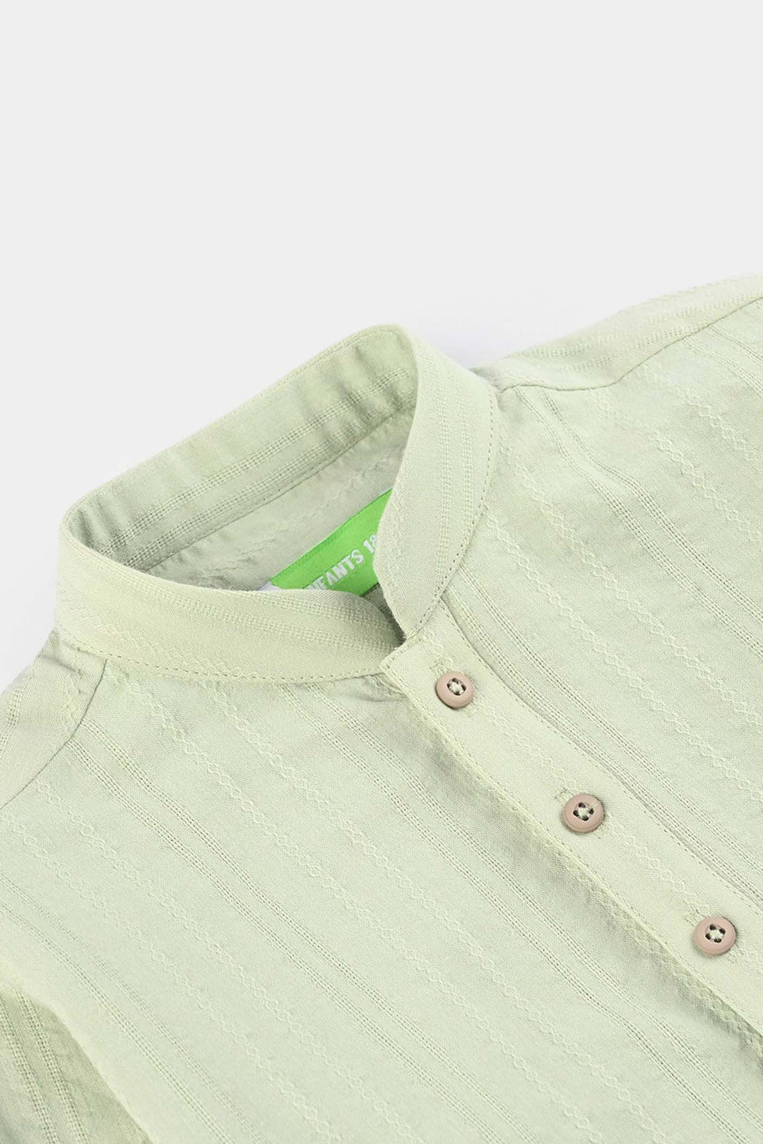 Infant Boys Cotton Jacquard Kurta (Dobby) - Green
