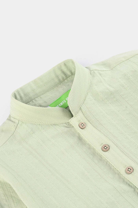 Infant Boys Cotton Jacquard Kurta (Dobby) - Green