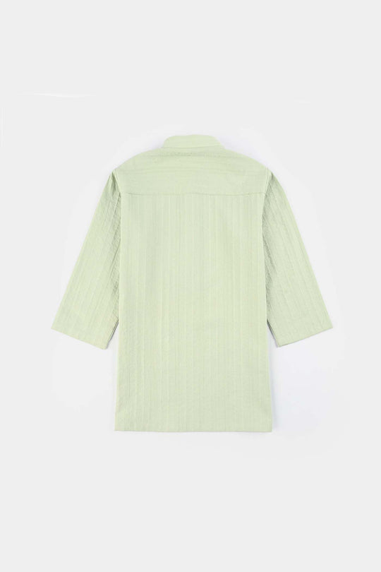 Infant Boys Cotton Jacquard Kurta (Dobby) - Green