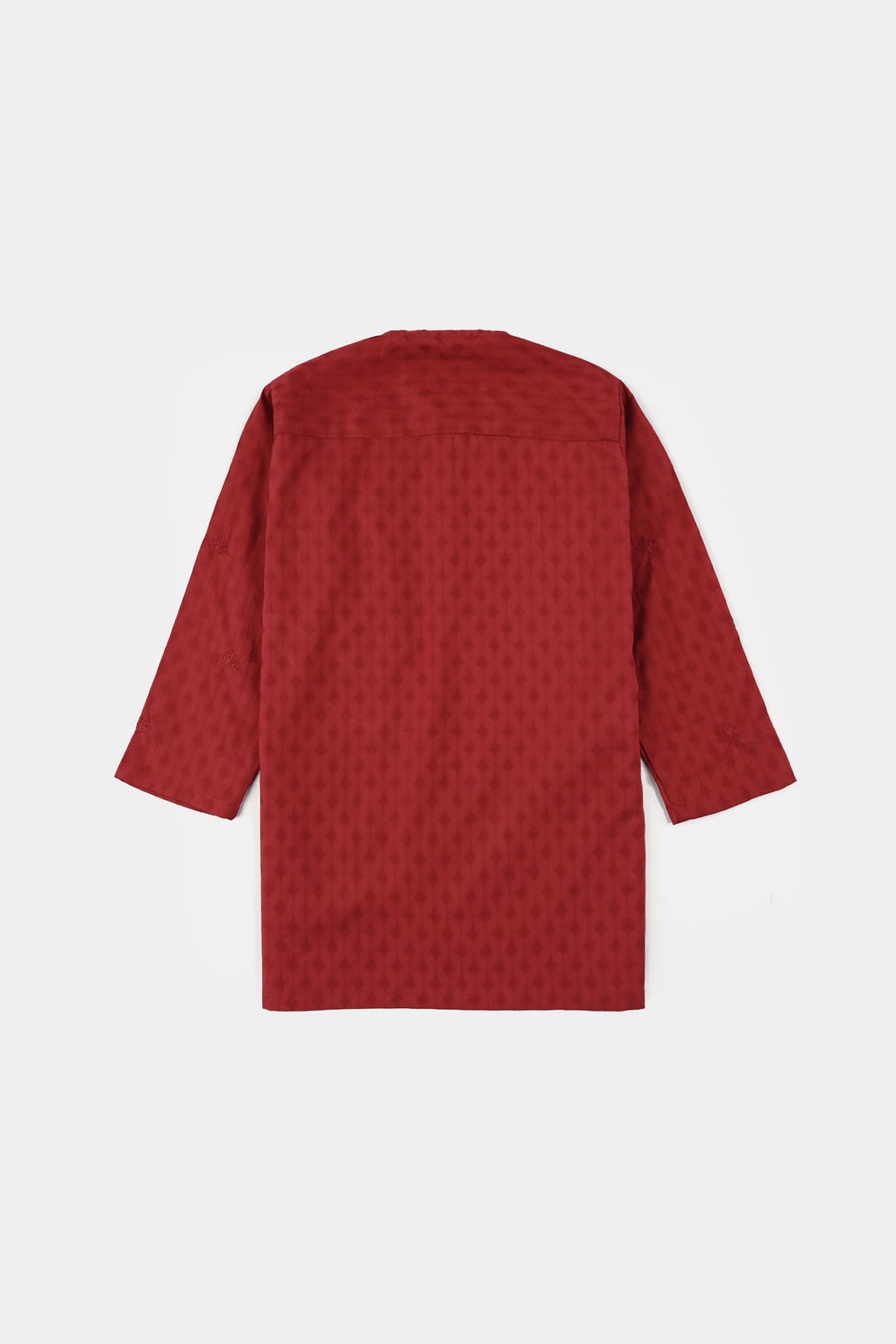 Infant Boys Cotton Jacquard Kurta Pajama (Chin Boti) - Red