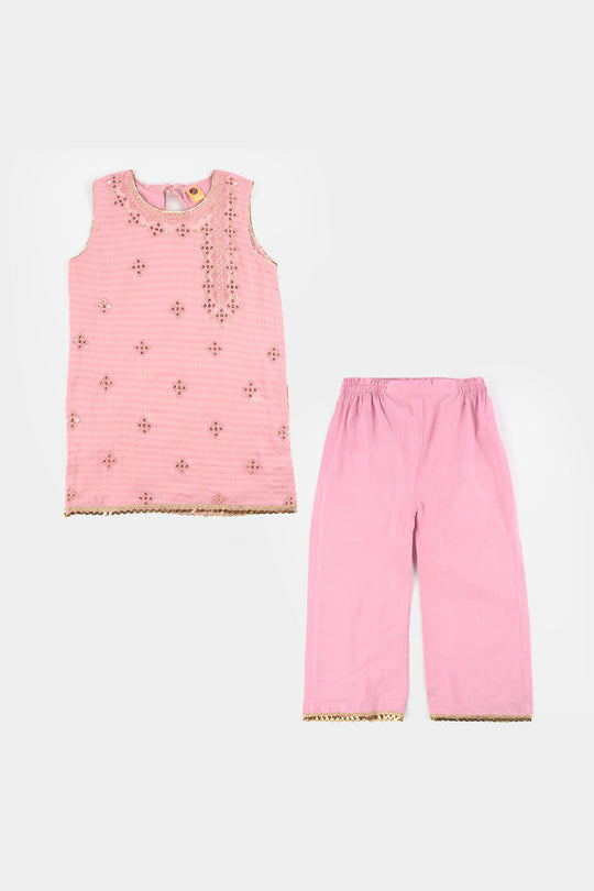 Girls Jacquard 2 Piece Set (Glitter) - Pink