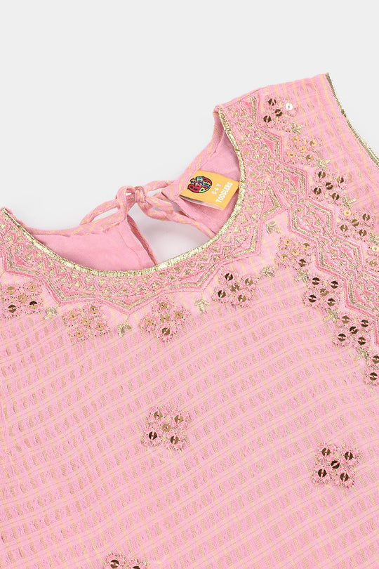 Girls Jacquard 2 Piece Set (Glitter) - Pink