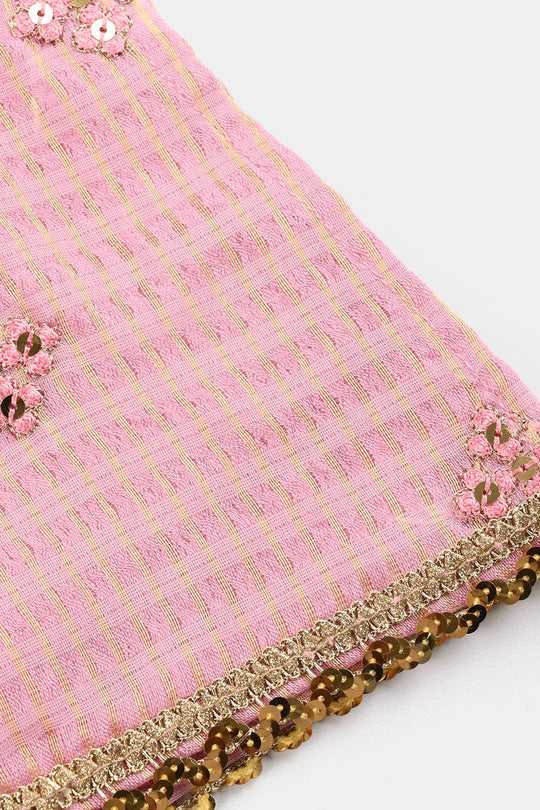 Girls Jacquard 2 Piece Set (Glitter) - Pink