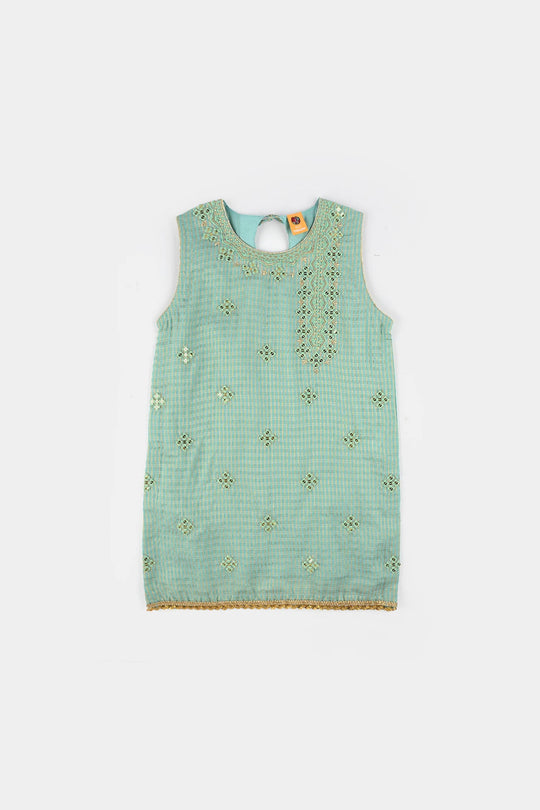 Girls Jacquard 2 Pcs Glitter - Mint Green