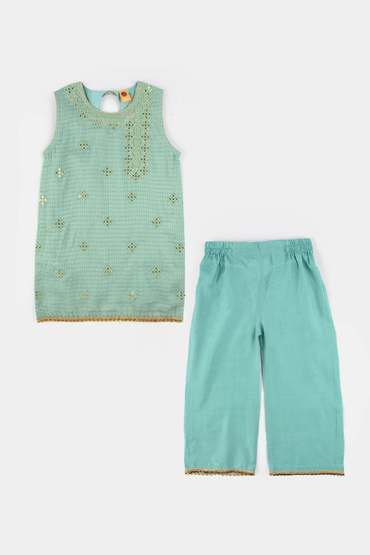 Girls Jacquard 2 Pcs Glitter - Mint Green